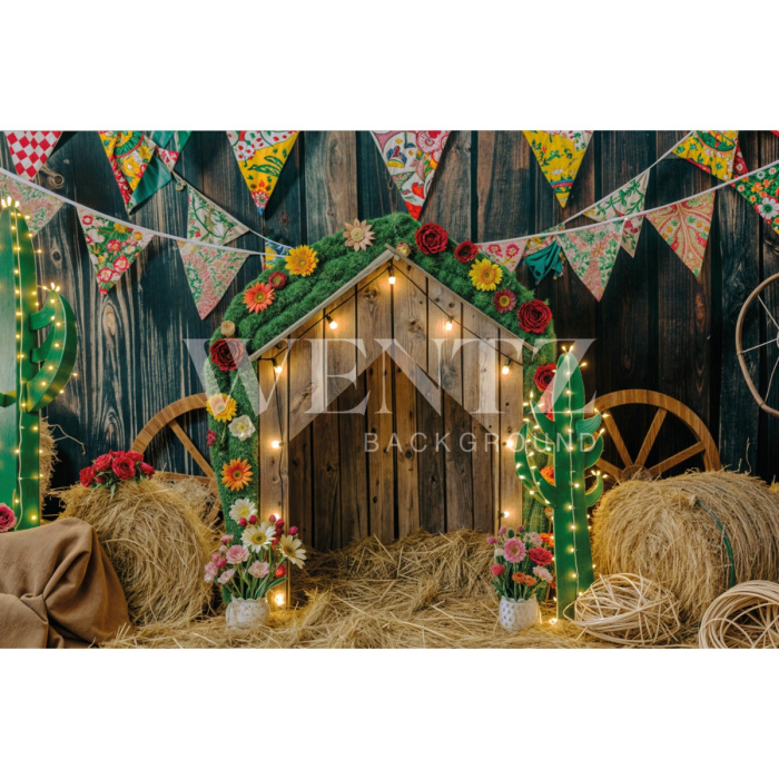 Fundo Fotográfico em Tecido Ensaio Pet Festa Junina / Backdrop 5984