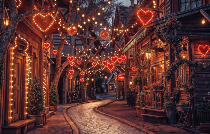 Fundo Fotográfico em Tecido Dia dos Namorados Vila Romântica / Backdrop 6047