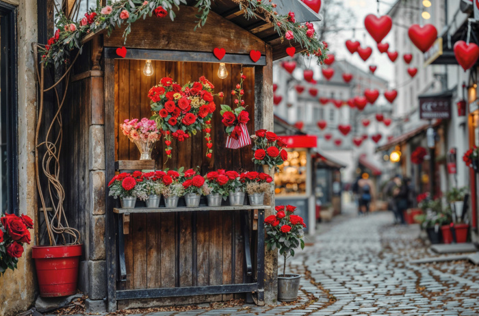 Fundo Fotográfico em Tecido Dia dos Namorados Vila Romântica / Backdrop 6057