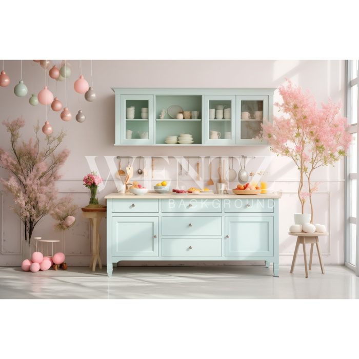 Fundo Fotográfico em Tecido Cozinha de Páscoa / Backdrop 5494