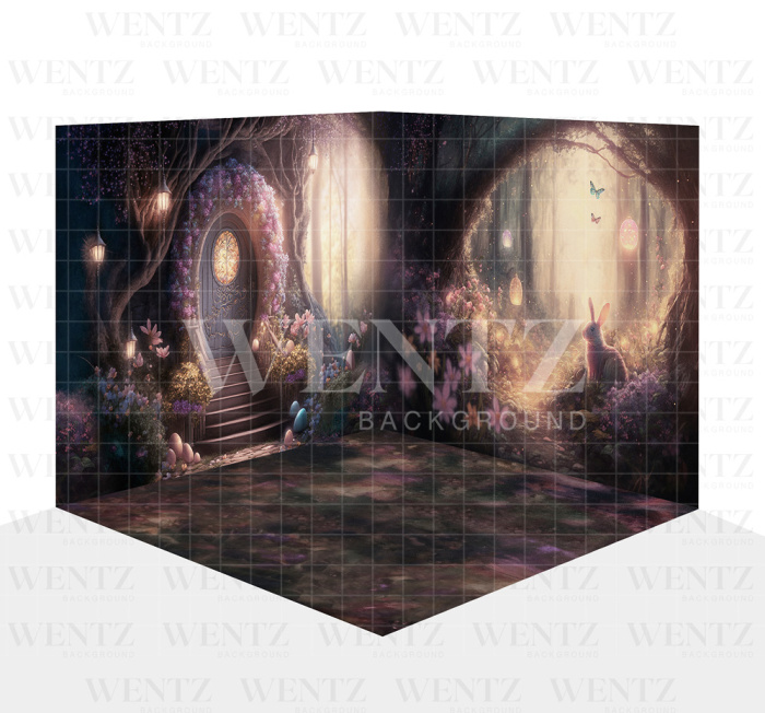 Fundo Fotográfico em Tecido Cenário Páscoa na Floresta 3D / WTZ158