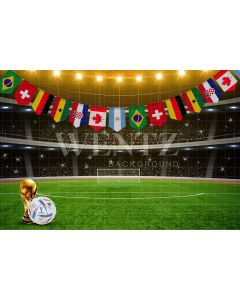 Fundo Fotográfico em Tecido Estádio com Bandeirinhas Copa do Mundo de Futebol / Backdrop 2535