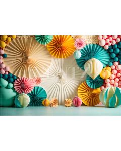 Fundo Fotográfico em Tecido Cenário Colorido com Balões / Backdrop 2671