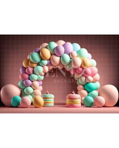 Fundo Fotográfico em Tecido Smash the Cake Balão Doces Coloridos / Backdrop 2677