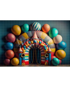 Fundo Fotográfico em Tecido Smash the Cake Balão Portal do Circo / Backdrop 2684