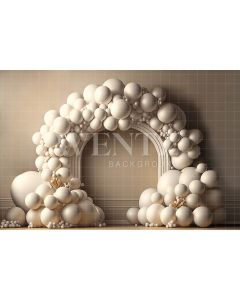 Fundo Fotográfico em Tecido Smash the Cake Arco com Balões Brancos / Backdrop 2694