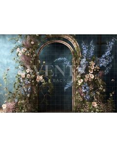 Fundo Fotográfico em Tecido Cenário Arco com Flores Azuis / Backdrop 2819