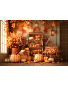 Fundo Fotográfico em Tecido Cenário de Outono com Abóboras / Backdrop 2944