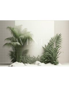 Fundo Fotográfico em Tecido Nature Cenário Branco com Plantas / Backdrop 2970