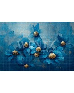 Fundo Fotográfico em Tecido Floral Azul / Backdrop 2983
