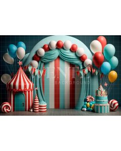 Fundo Fotográfico em Tecido Circo com Balões / Backdrop 2987