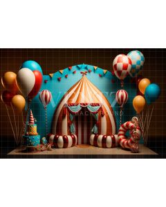 Fundo Fotográfico em Tecido Circo com Balões / Backdrop 2988