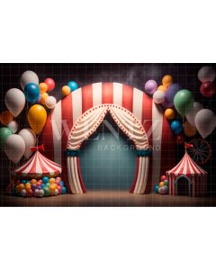 Fundo Fotográfico em Tecido Circo com Balões / Backdrop 2989