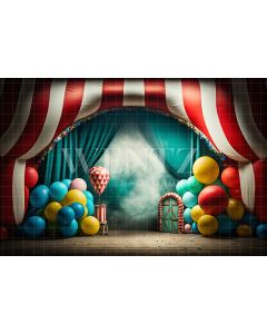 Fundo Fotográfico em Tecido Smash the Cake Circo com Balões / Backdrop 3015