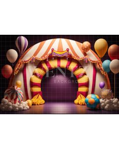 Fundo Fotográfico em Tecido Smash the Cake Circo com Balões / Backdrop 3018