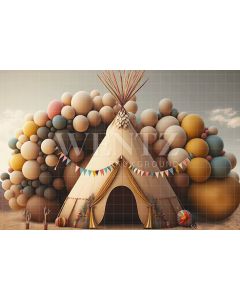 Fundo Fotográfico em Tecido Cenário com Tenda com Balões / Backdrop 3188