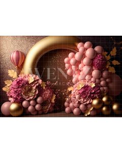Fundo Fotográfico em Tecido Smash the Cake Glitter Rosa e Dourado / Backdrop 3194