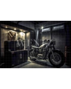 Fundo Fotográfico em Tecido Garagem de Motos / Backdrop 3308