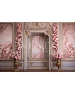 Fundo Fotográfico em Tecido Parede Floral Rosa / Backdrop 3602