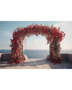 Fundo Fotográfico em Tecido Arco Grego com Flores / Backdrop 3616