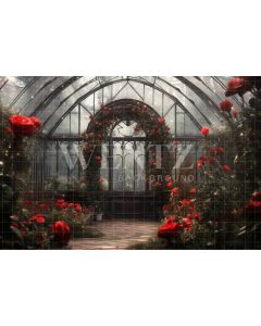 Fundo Fotográfico em Tecido Estufa de Rosas Vermelhas / Backdrop 3654