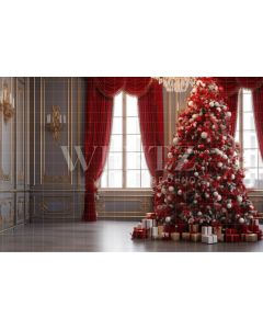 Fundo Fotográfico em Tecido Árvore de Natal Vermelha / Backdrop 3954