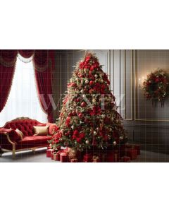 Fundo Fotográfico em Tecido Árvore de Natal Vermelha / Backdrop 3960