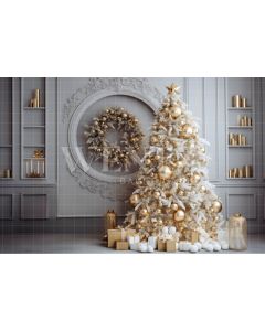 Fundo Fotográfico em Tecido Árvore de Natal Dourada / Backdrop 4052