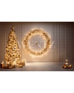 Fundo Fotográfico em Tecido Cenário de Natal com Luzes Douradas / Backdrop 4054