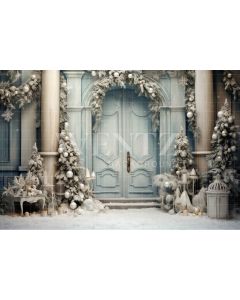 Fundo Fotográfico em Tecido Porta de Natal Azul Pastel / Backdrop 4134