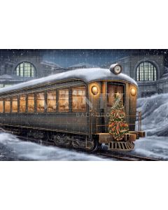 Fundo Fotográfico em Tecido Trem de Natal / Backdrop 4266