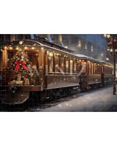 Fundo Fotográfico em Tecido Trem de Natal / Backdrop 4302