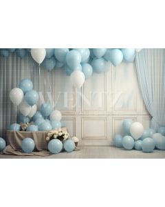 Fundo Fotográfico em Tecido Sala com Balões Azul / Backdrop 4898