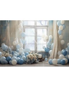 Fundo Fotográfico em Tecido Sala com Balões Azuis / Backdrop 4900