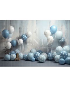 Fundo Fotográfico em Tecido Balões Azuis Poá / Backdrop 4921