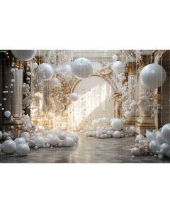 Fundo Fotográfico em Tecido Cenário Ano Novo com Balões / Backdrop 4989