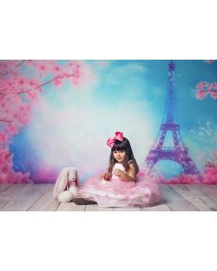 Fundo Fotográfico em Tecido Viagem Paris e Flores Newborn / Backdrop 2064