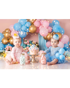 Fundos Fotográficos em Tecido Cenário Balão Rosa e Azul Newborn / Backdrop 2043