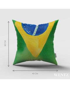 Capa de Almofada Copa do Mundo de Futebol Bandeira do Brasil - 45 x 45 / WA41