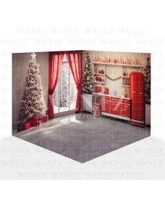 Fundo Fotográfico em Tecido Cenário Cozinha de Natal 3D / WTZ183
