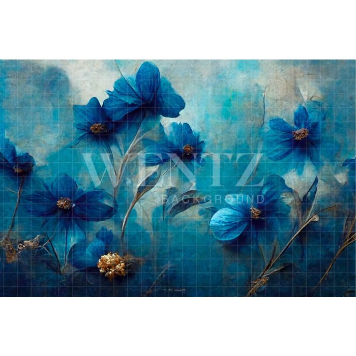 Fundo Fotográfico em Tecido Floral Azul / Backdrop 2911