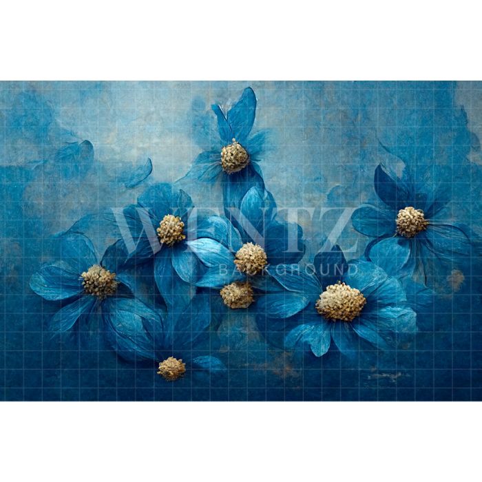 Fundo Fotográfico em Tecido Floral Azul / Backdrop 2983