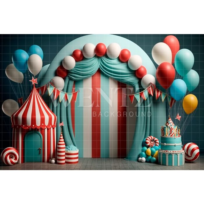 Fundo Fotográfico em Tecido Circo com Balões / Backdrop 2987