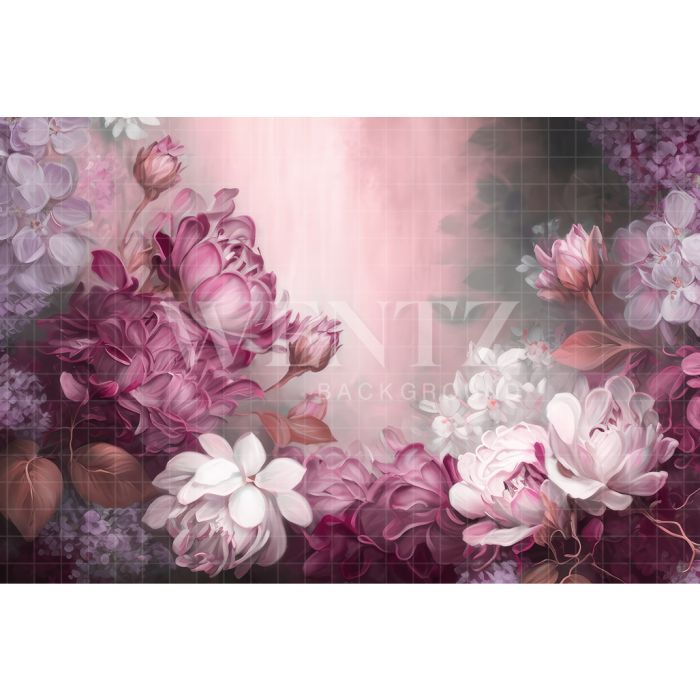Fundo Fotográfico em Tecido Floral Fine Art Lilás / Backdrop 3020