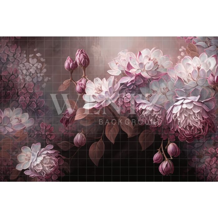 Fundo Fotográfico em Tecido Floral Fine Art Lilás / Backdrop 3021