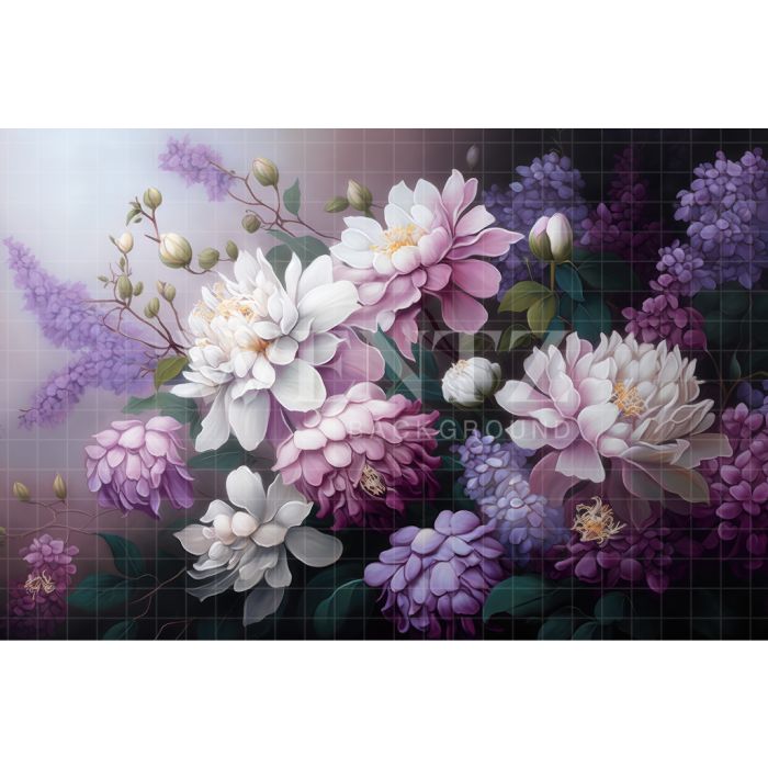 Fundo Fotográfico em Tecido Floral Fine Art Lilás / Backdrop 3022