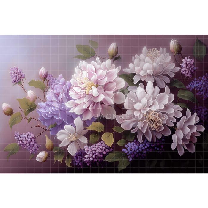 Fundo Fotográfico em Tecido Floral Fine Art Lilás / Backdrop 3024