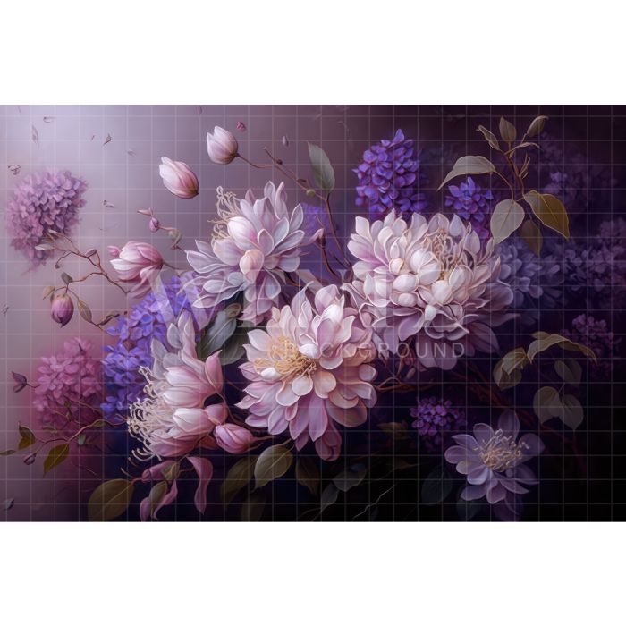Fundo Fotográfico em Tecido Floral Fine Art Lilás / Backdrop 3026