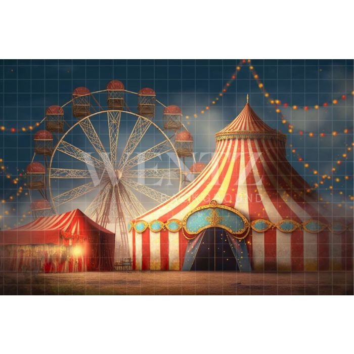 Fundo Fotográfico em Tecido Tenda do Circo e Roda Gigante / Backdrop 3059