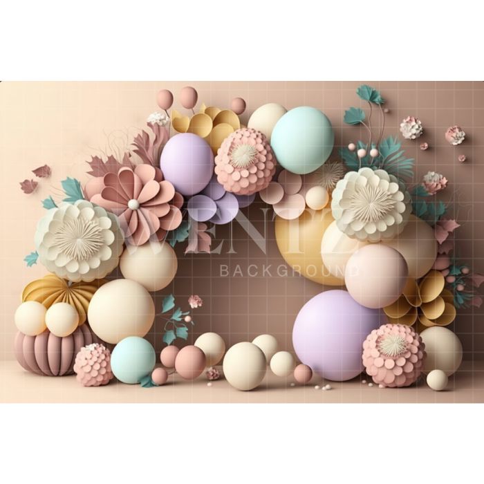 Fundo Fotográfico em Tecido Smash the Cake Floral Candy Color / Backdrop 3098